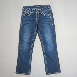 Silver Jeans Women's size W26/L22.5" Suki Mid Capri Fluid denim ink blue colour